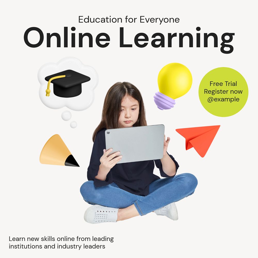 Online learning Instagram post template, editable text