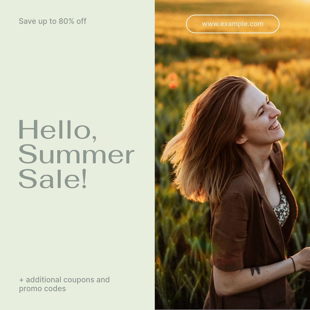 Summer sale Instagram post template, editable text