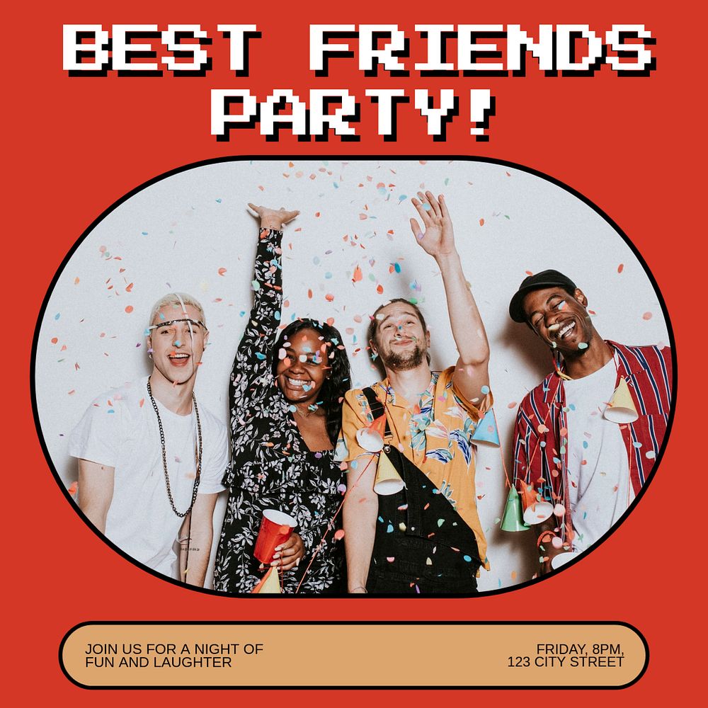 Best friends party Instagram post template, editable text