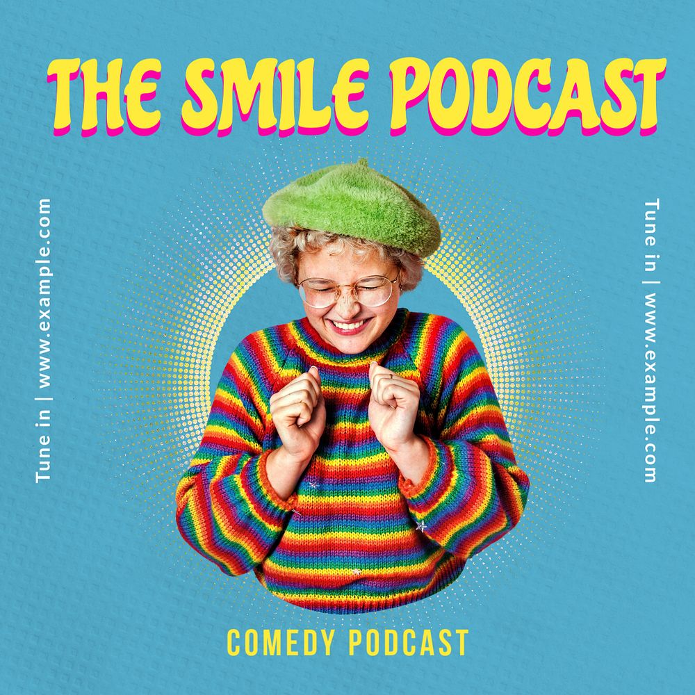 Comedy podcast Instagram post template, editable text