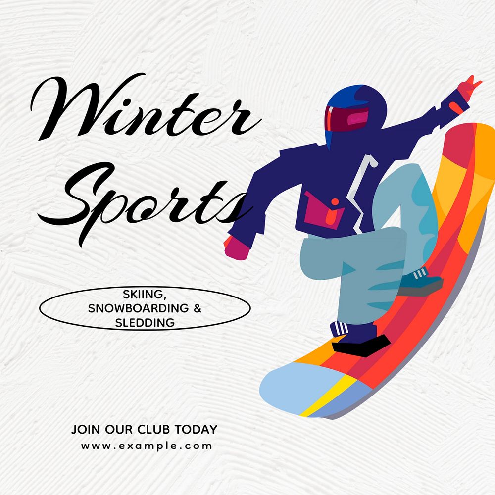 Winter sports Instagram post template, editable text