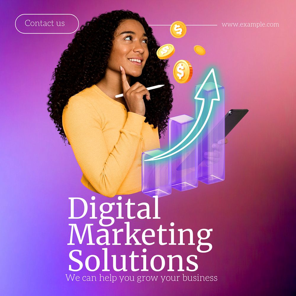 Digital marketing solutions Instagram post template, editable text