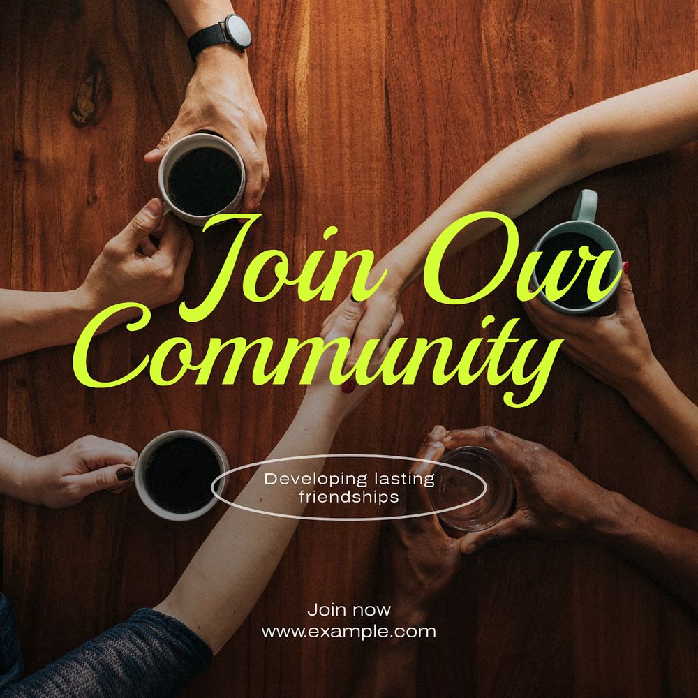 Join our community Instagram post template, editable text