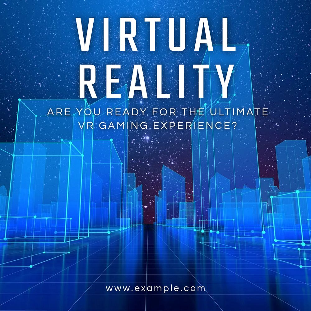 Virtual reality Instagram post template, editable text