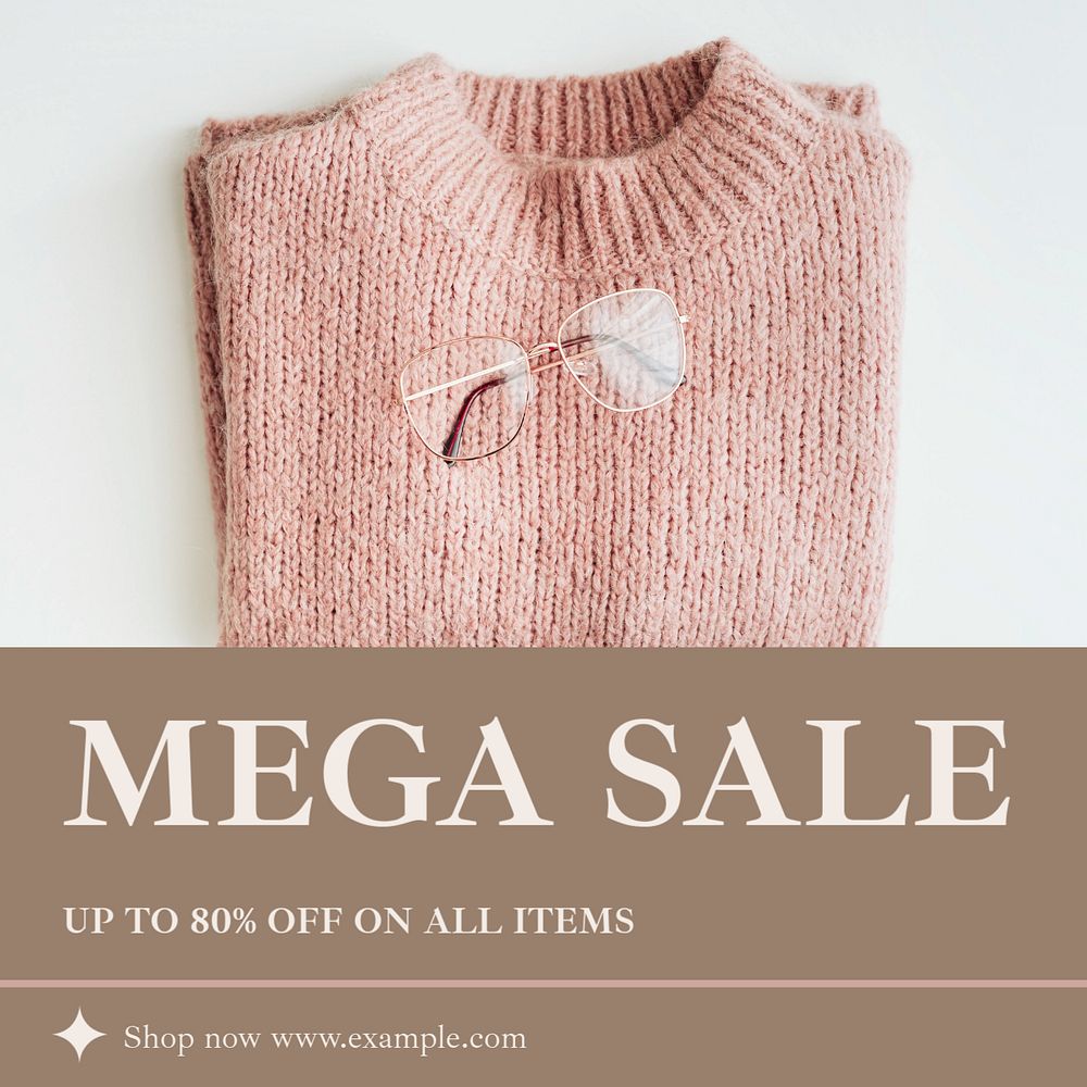 Mega sale Instagram post template, editable text