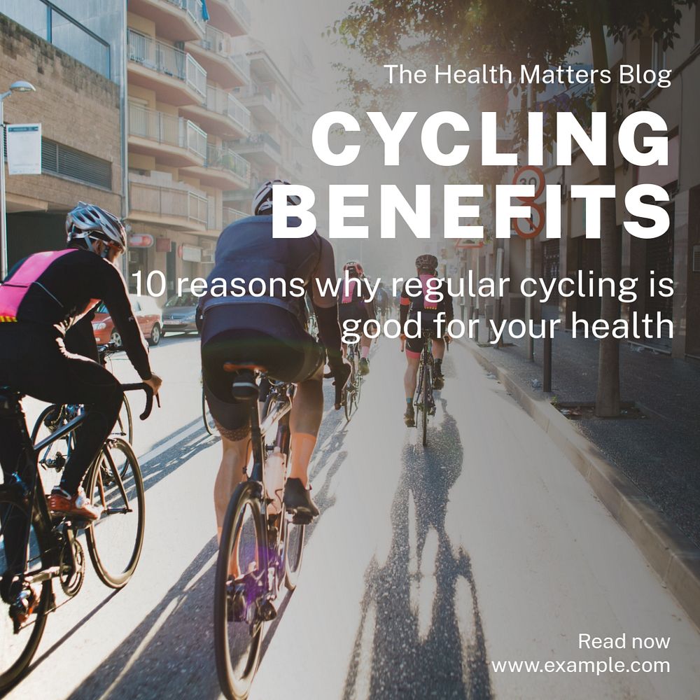 Cycling benefits Instagram post template, editable text