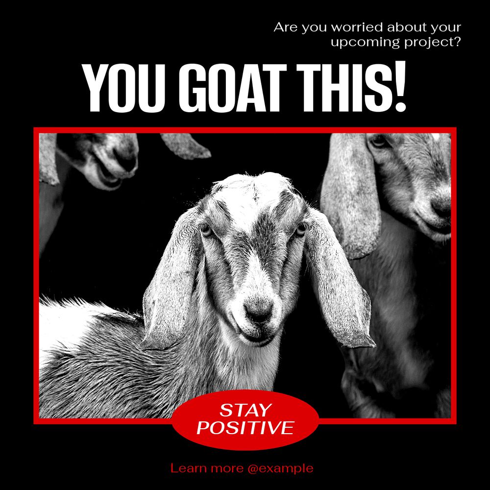 You goat this Instagram post template, editable text