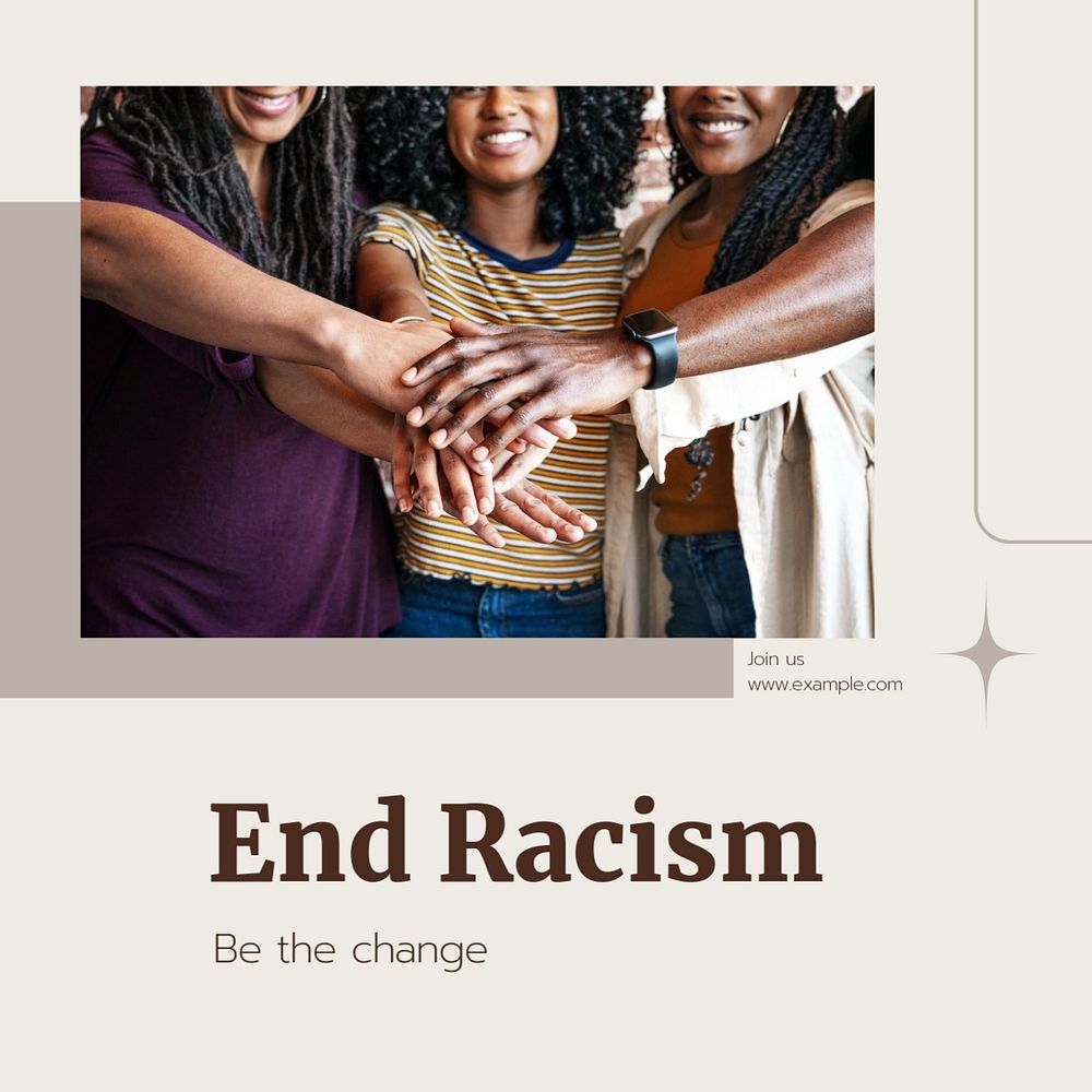 End racism Instagram post template, editable text