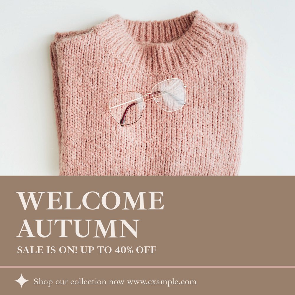 Autumn sale Instagram post template, editable text