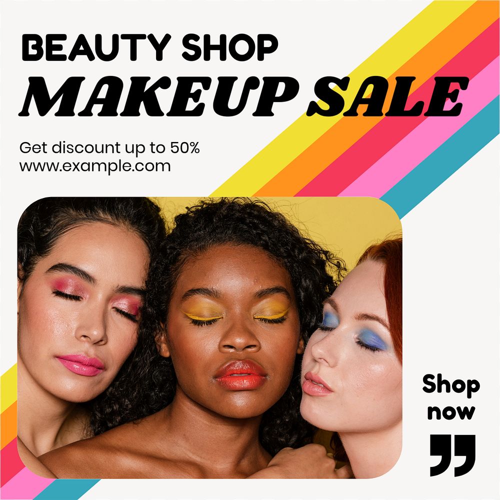 Makeup sale Instagram post template, editable text