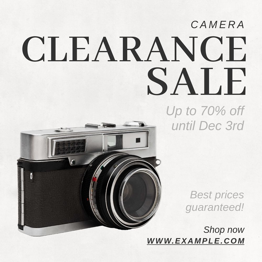 Camera sale Instagram post template, editable text