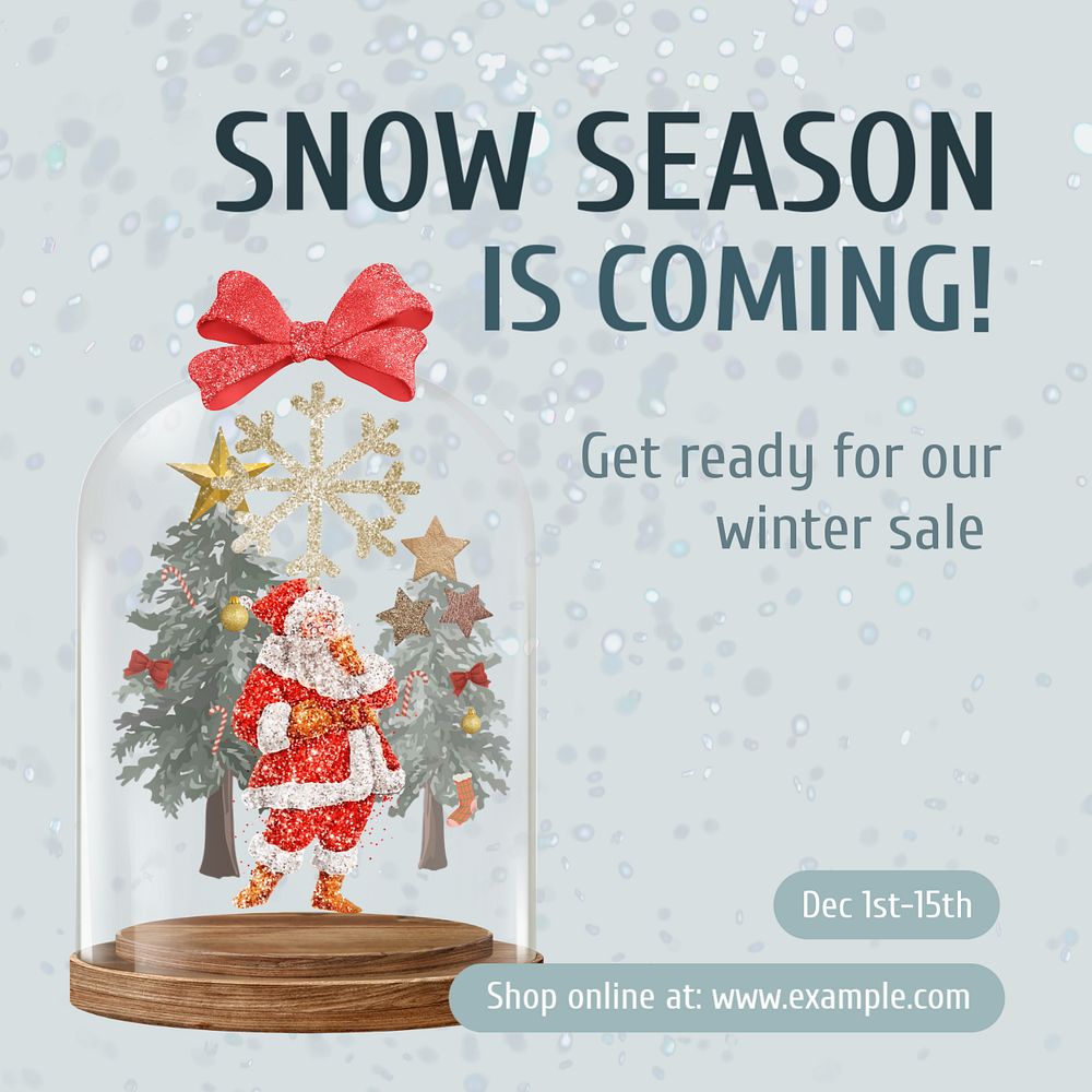 Snow & winter sale Instagram post template, editable design