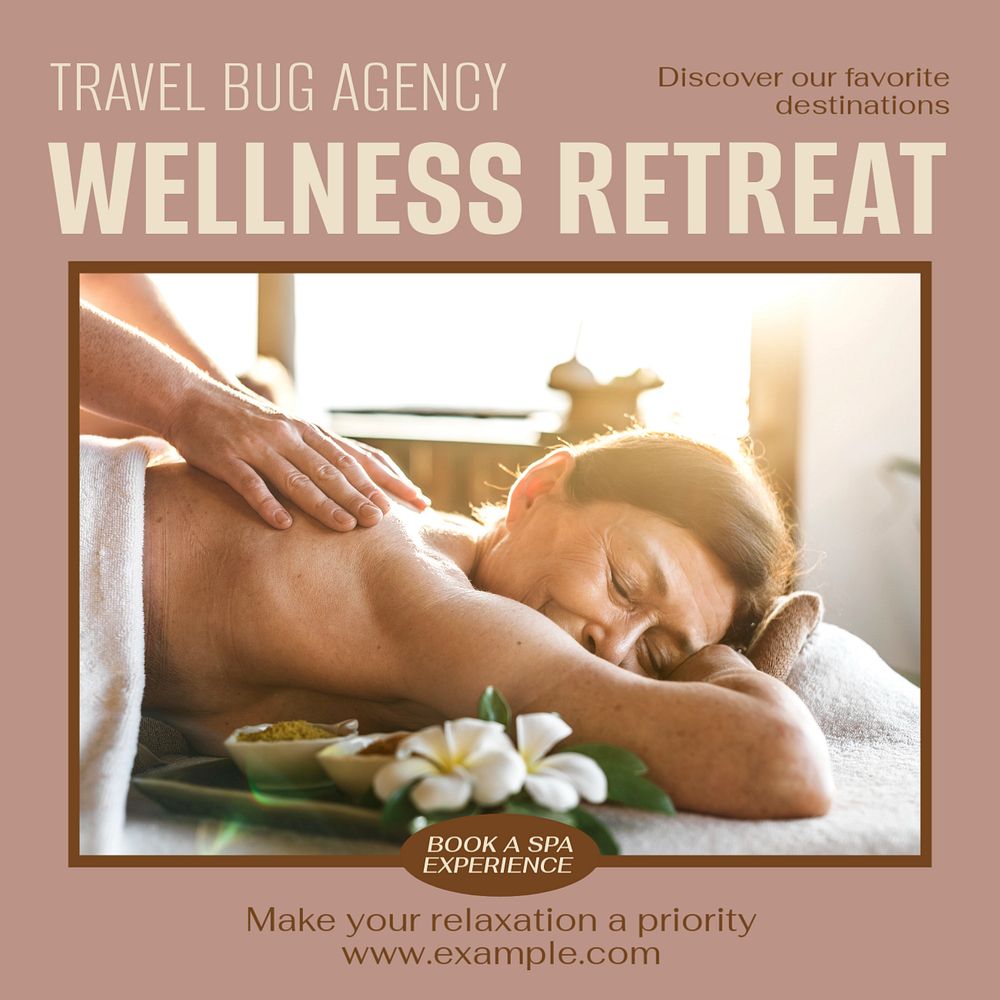 Wellness retreat Instagram post template, editable text