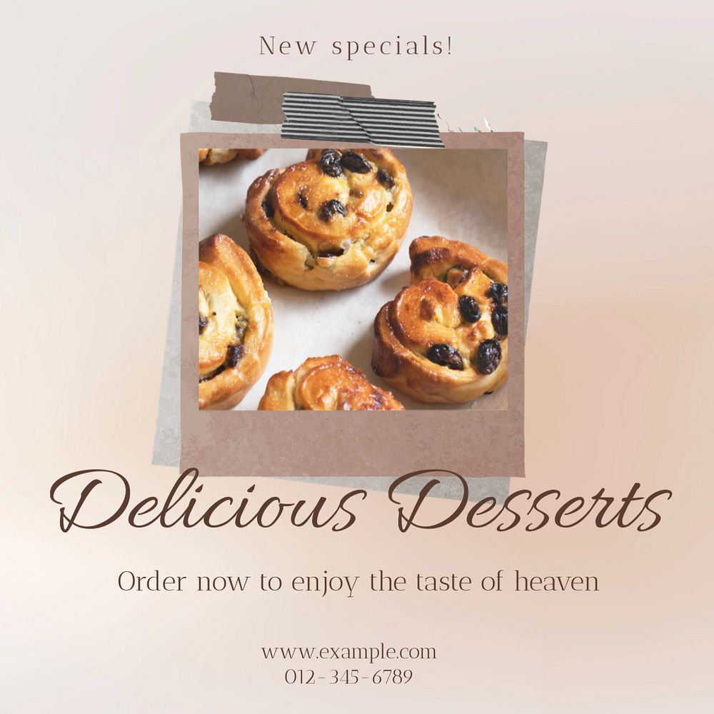 Delicious dessert Instagram post template, editable text