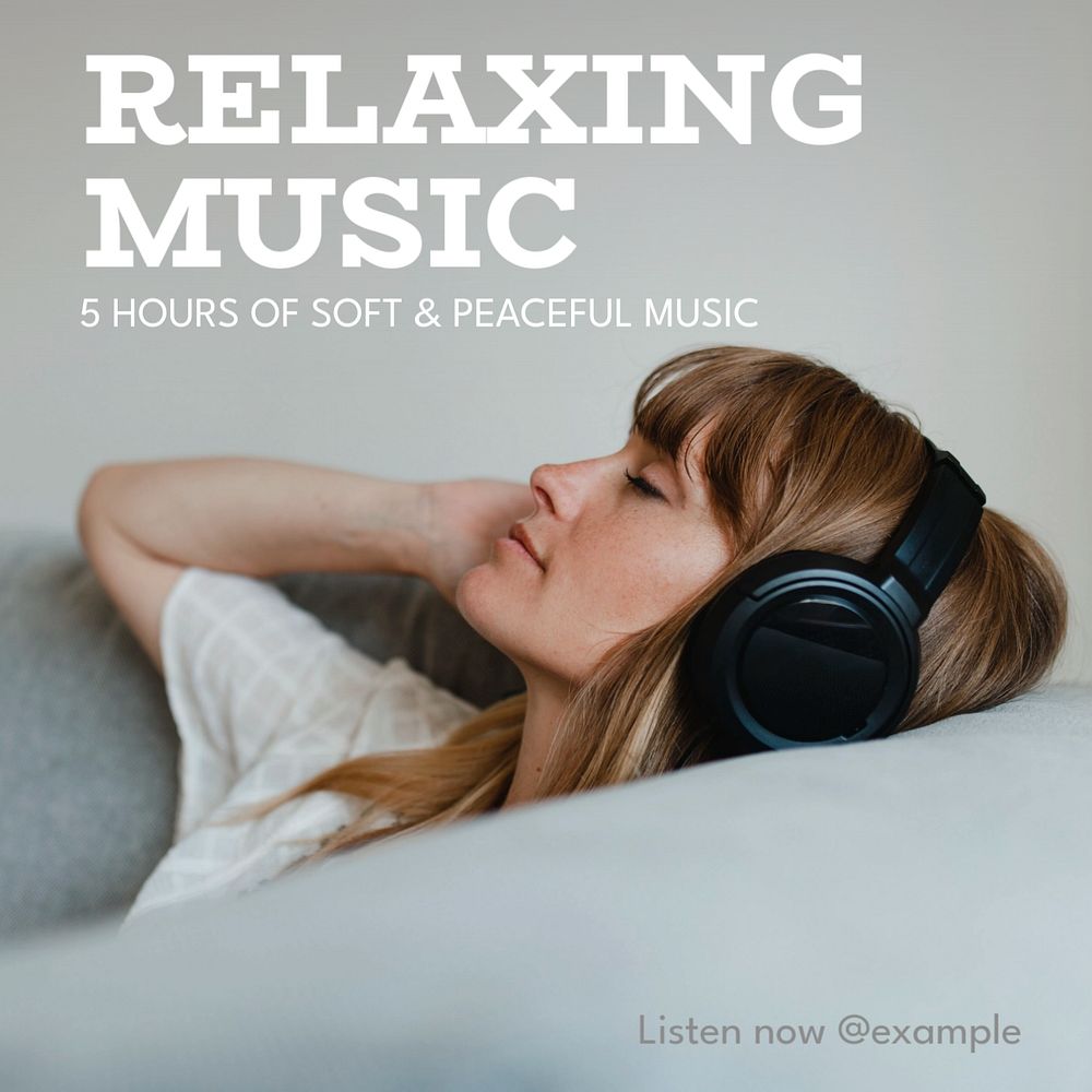 Relaxing music Instagram post template, editable text