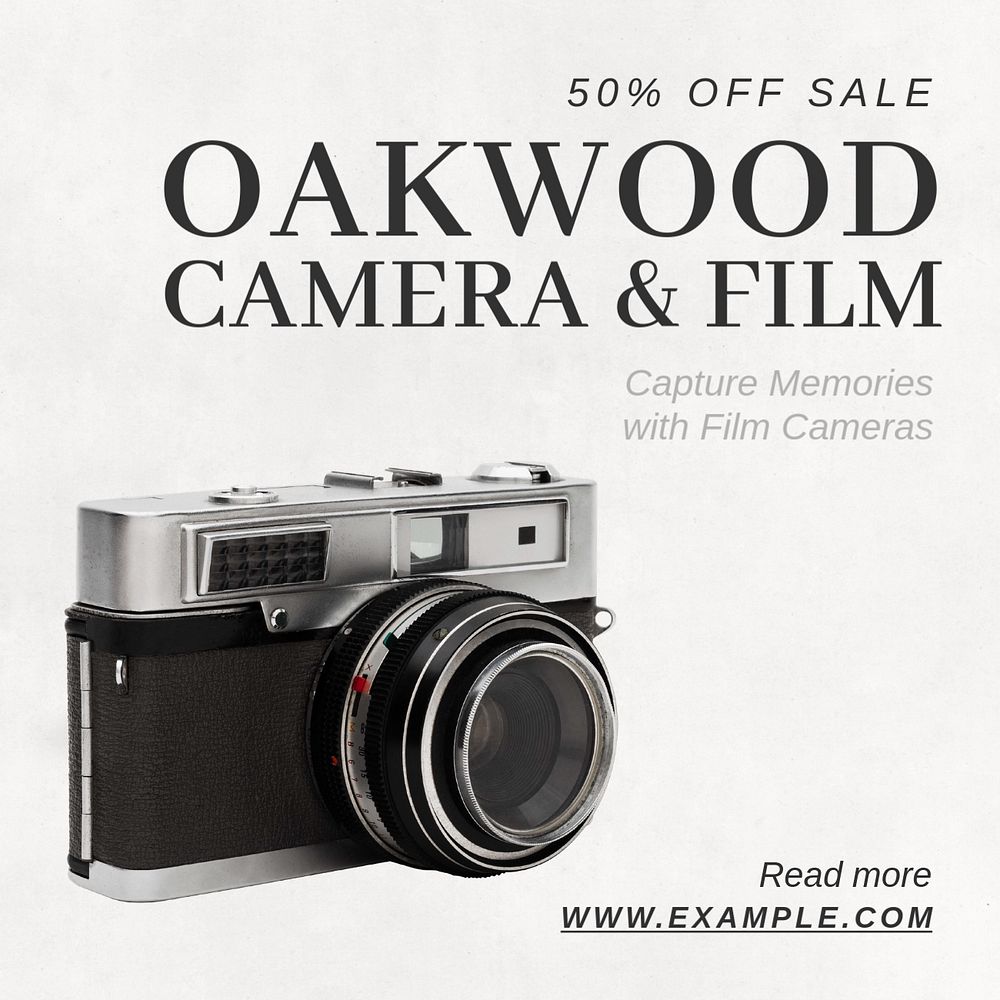 Camera film Instagram post template, editable text