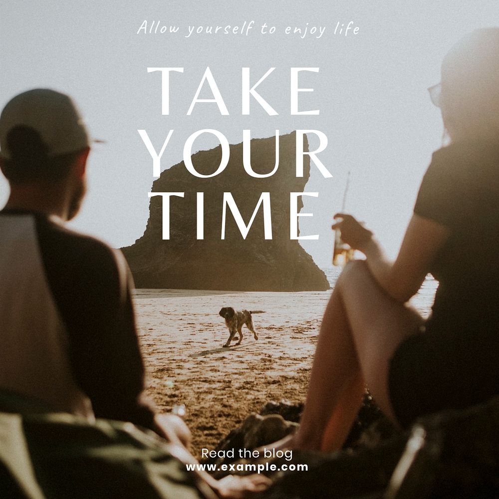 Take your time blog Instagram post template, editable text