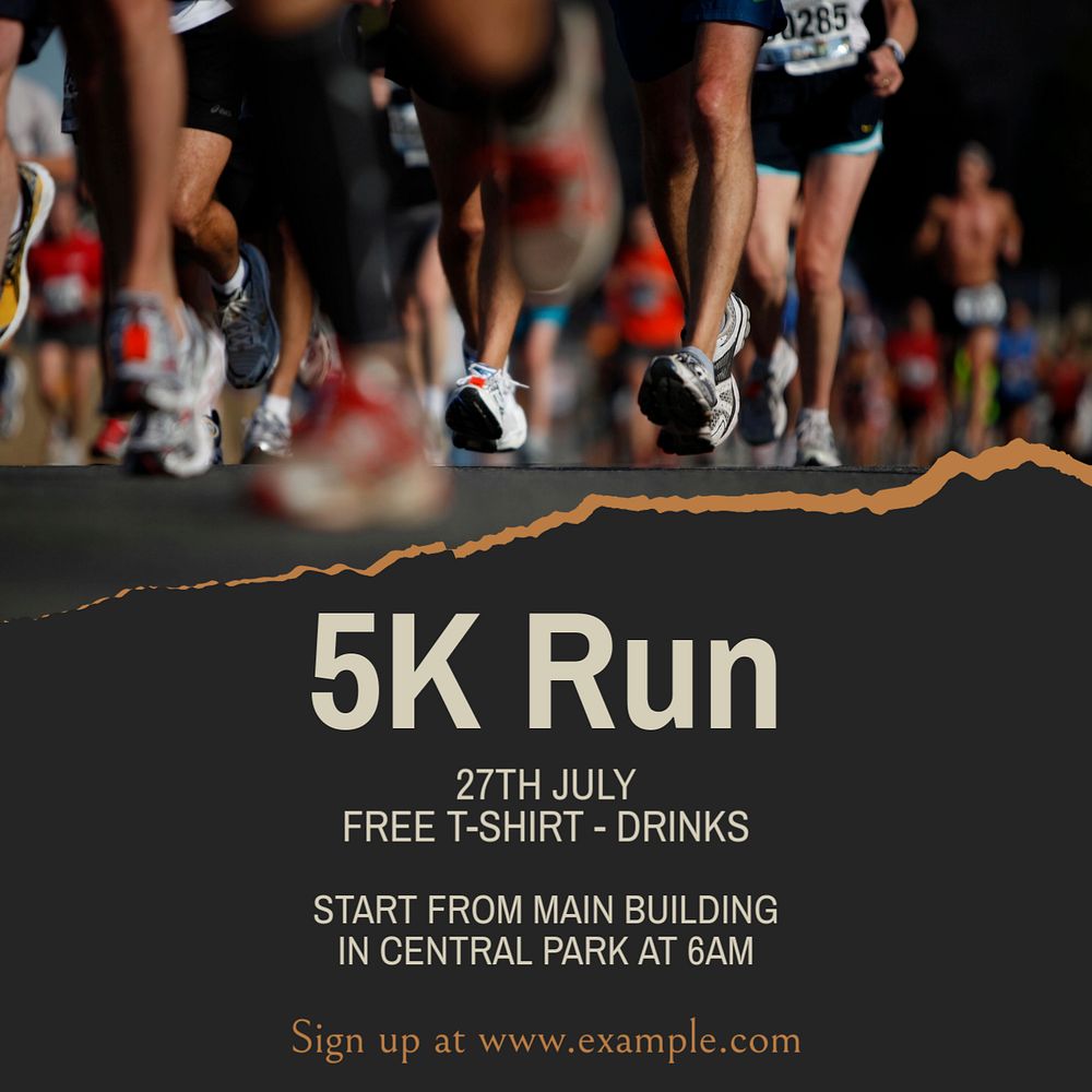 5K Run Instagram post template, editable text