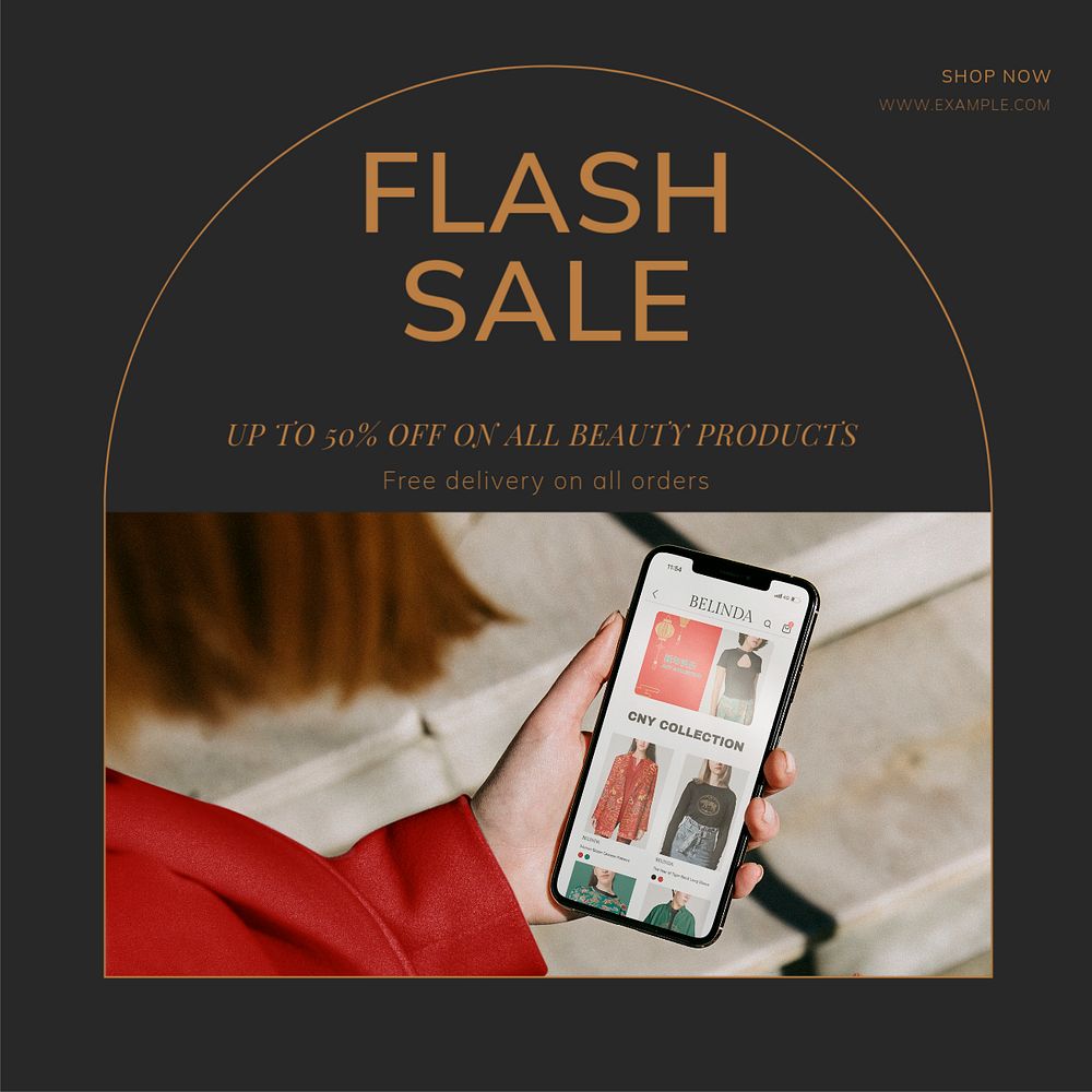 Flash sale Instagram post template, editable text