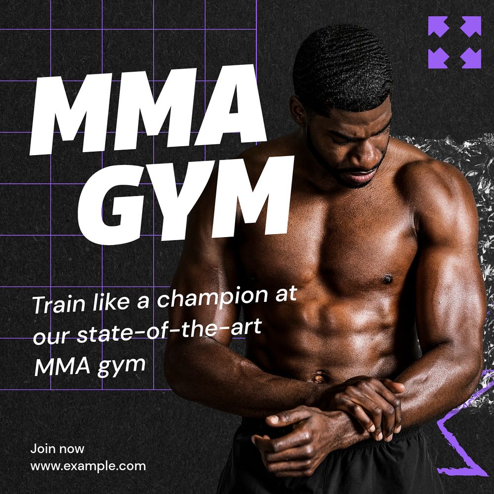 MMA gym Instagram post template, editable text