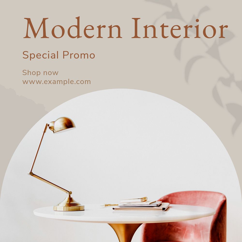 Modern interior Instagram post template, editable text