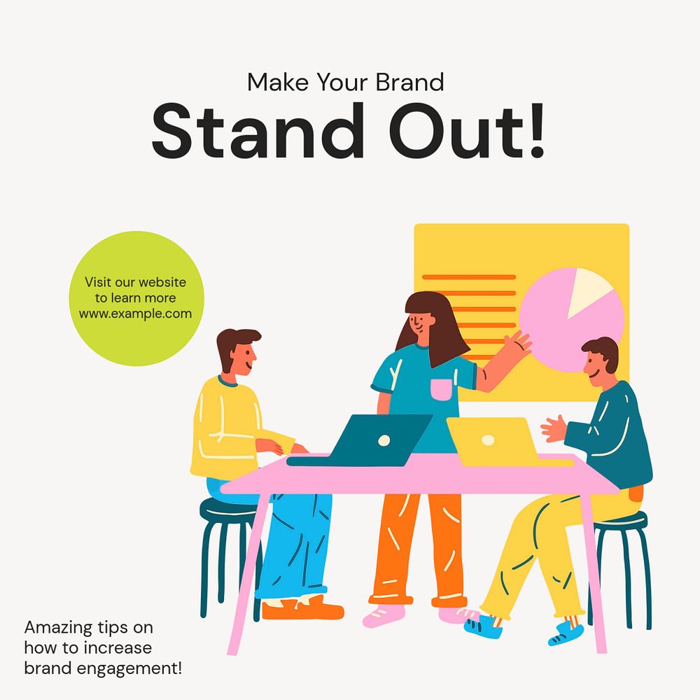 Brand engagement Instagram post template, editable text