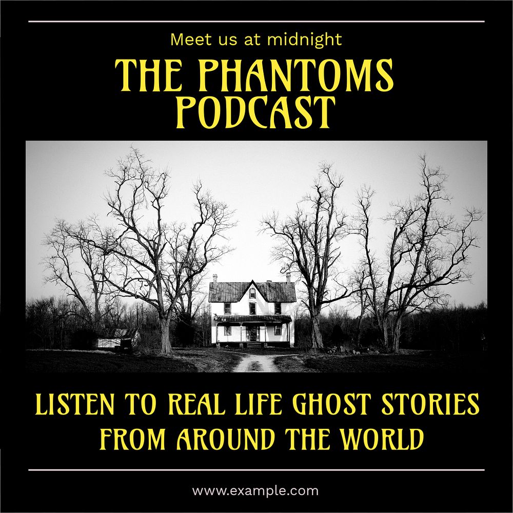 Ghost podcast Instagram post template, editable text