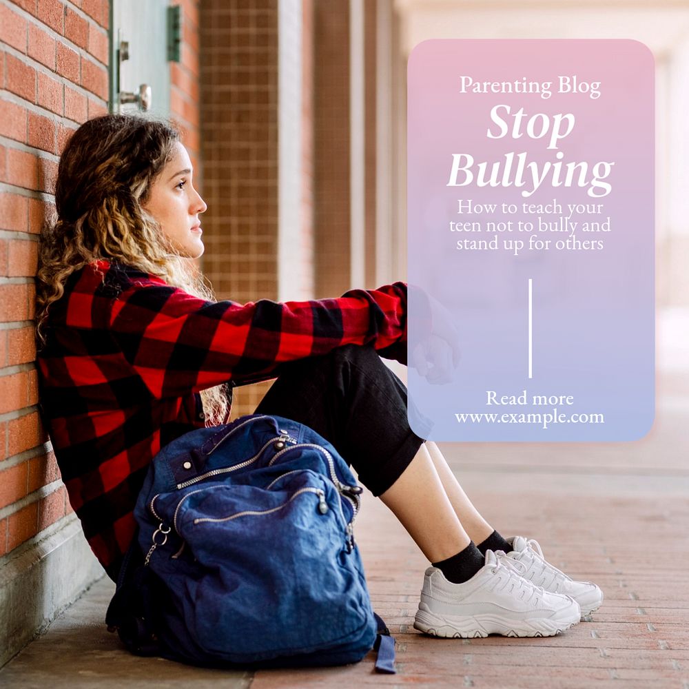 Stop bullying Instagram post template, editable text