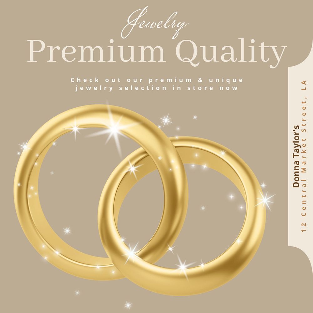 Premium jewelry Instagram post template, editable text