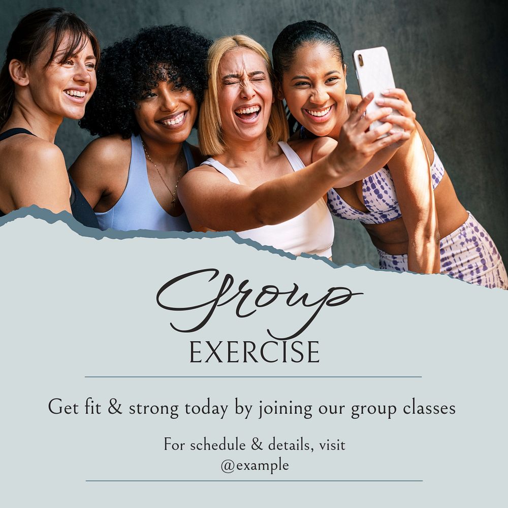 Group exercise Instagram post template, editable text