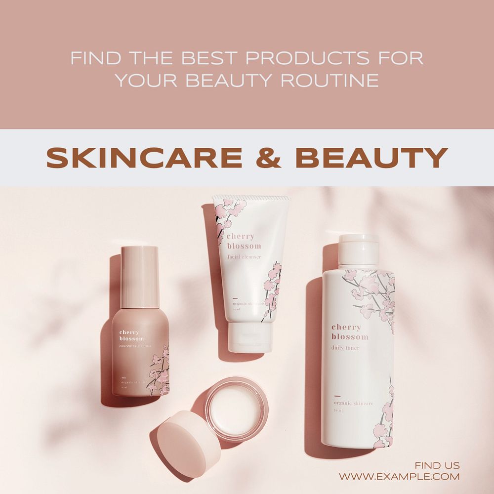 Skincare & beauty Instagram post template, editable text