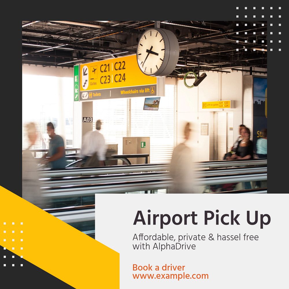 Airport pick up Instagram post template, editable text