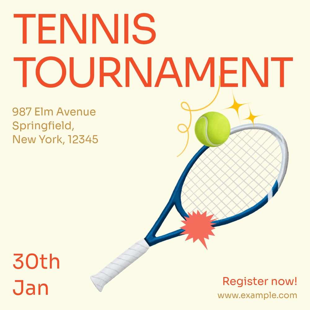 Tennis tournament Instagram post template, editable text