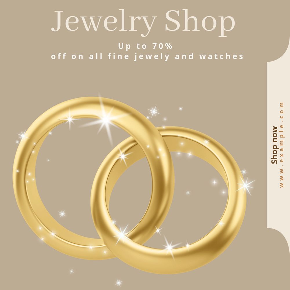 Jewelry shop Instagram post template, editable text