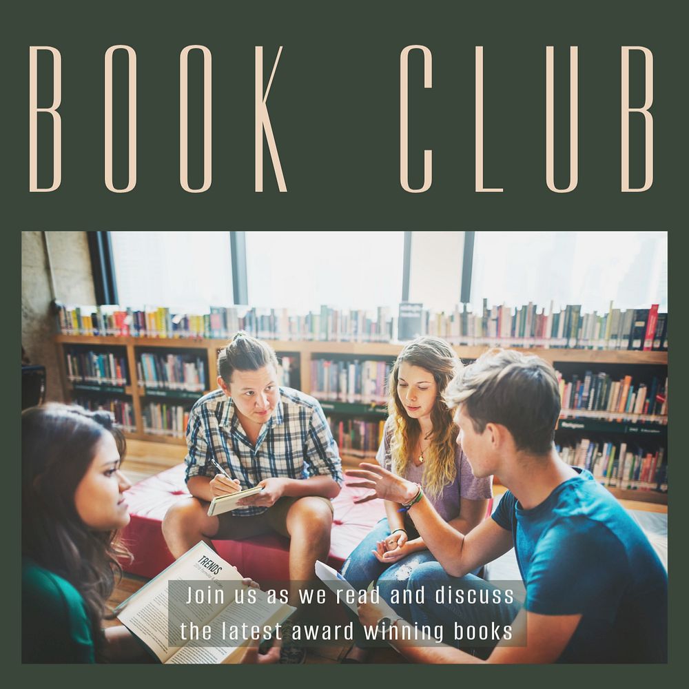 Book club Instagram post template, editable text