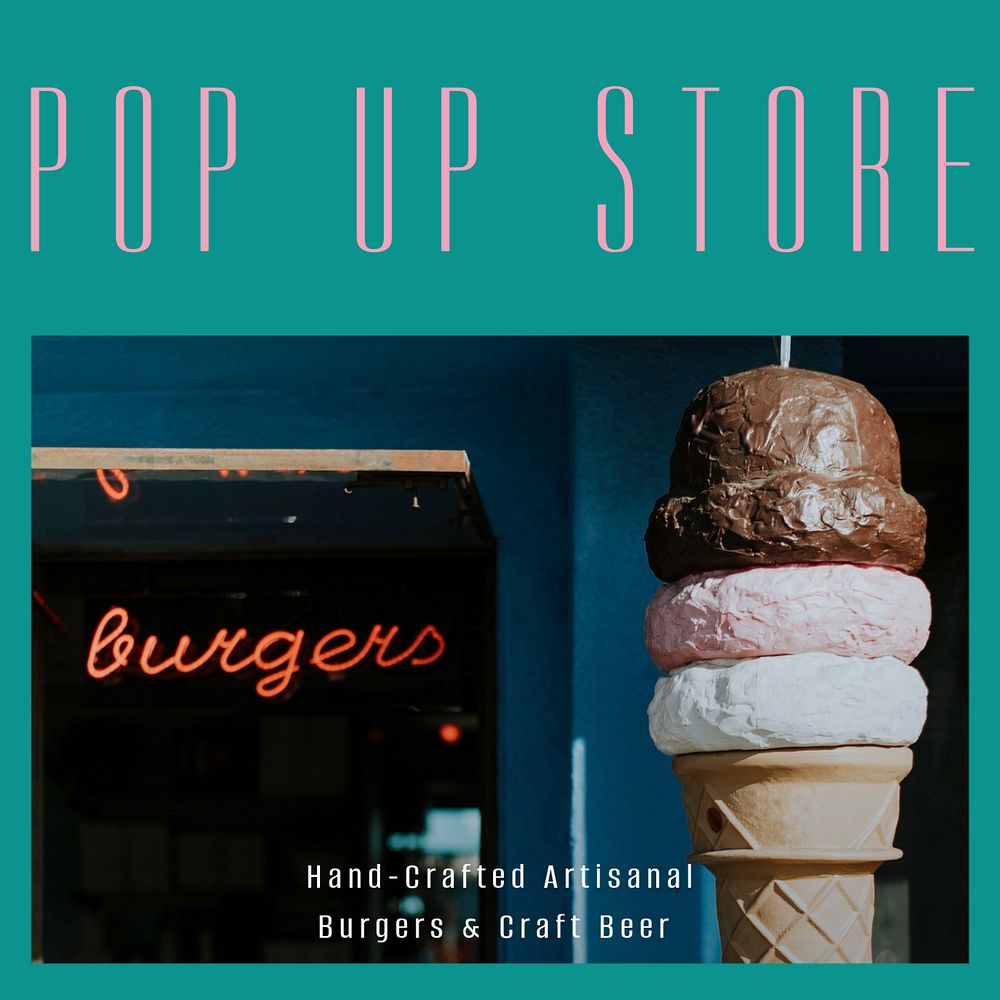 Pop up store Instagram post template, editable text