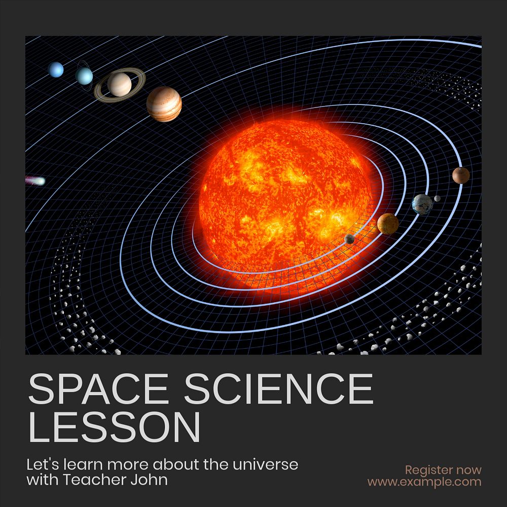 Space science lesson Instagram post template, editable text