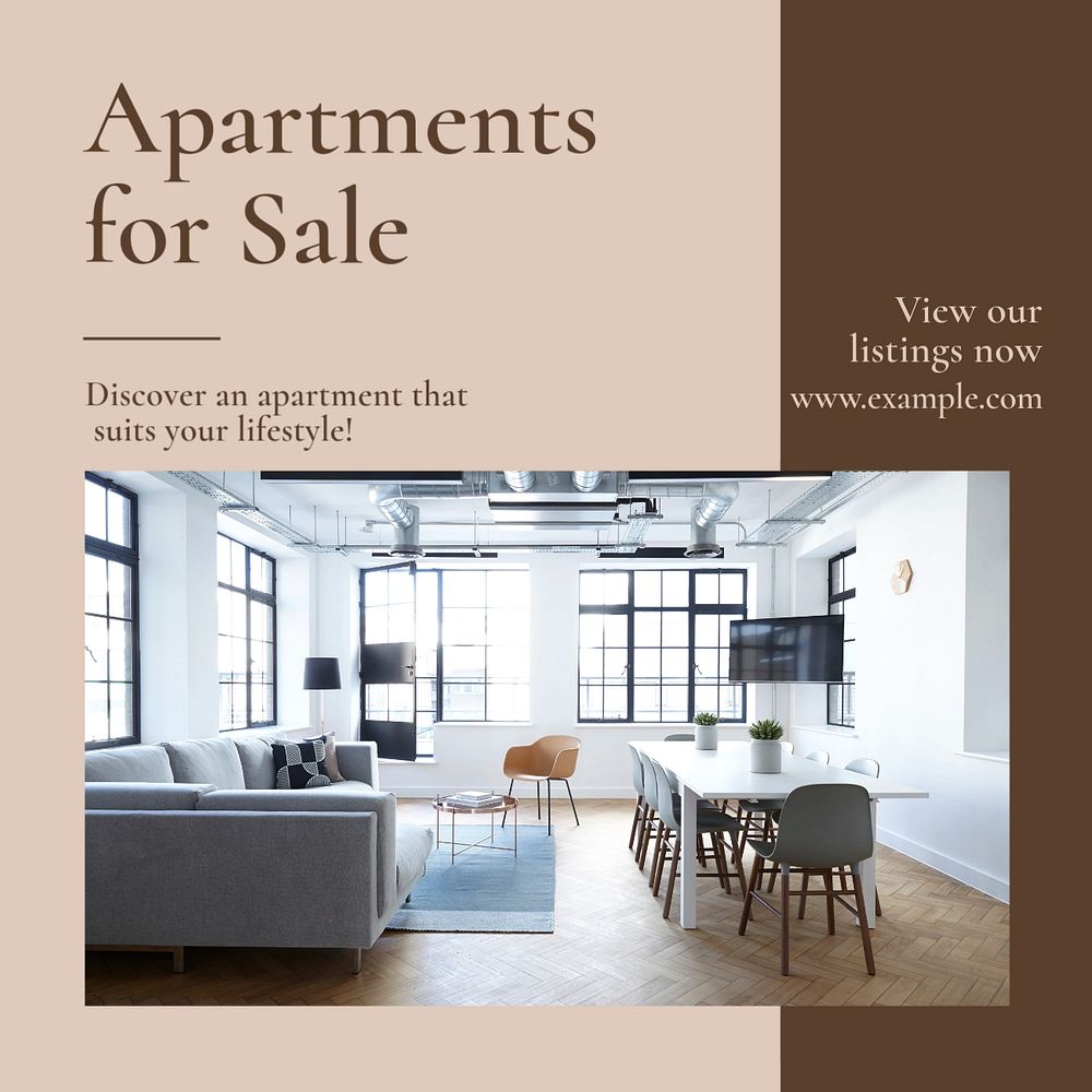 Apartments for sale Instagram post template, editable text