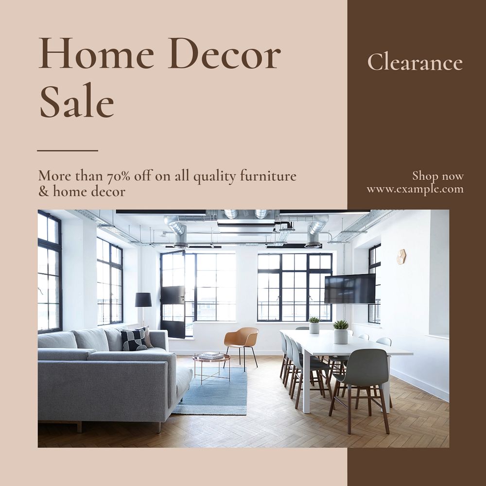 Home decor sale Instagram post template, editable text