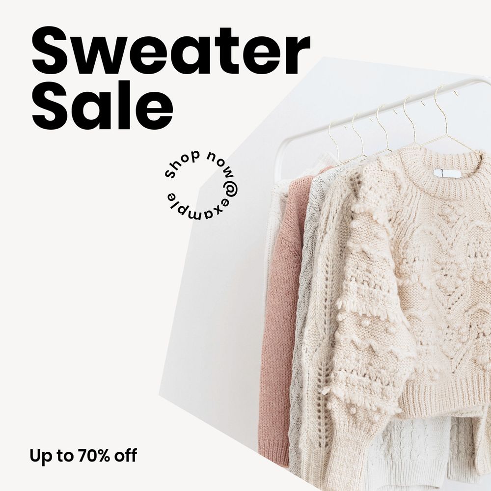 Sweater sale Instagram post template, editable text