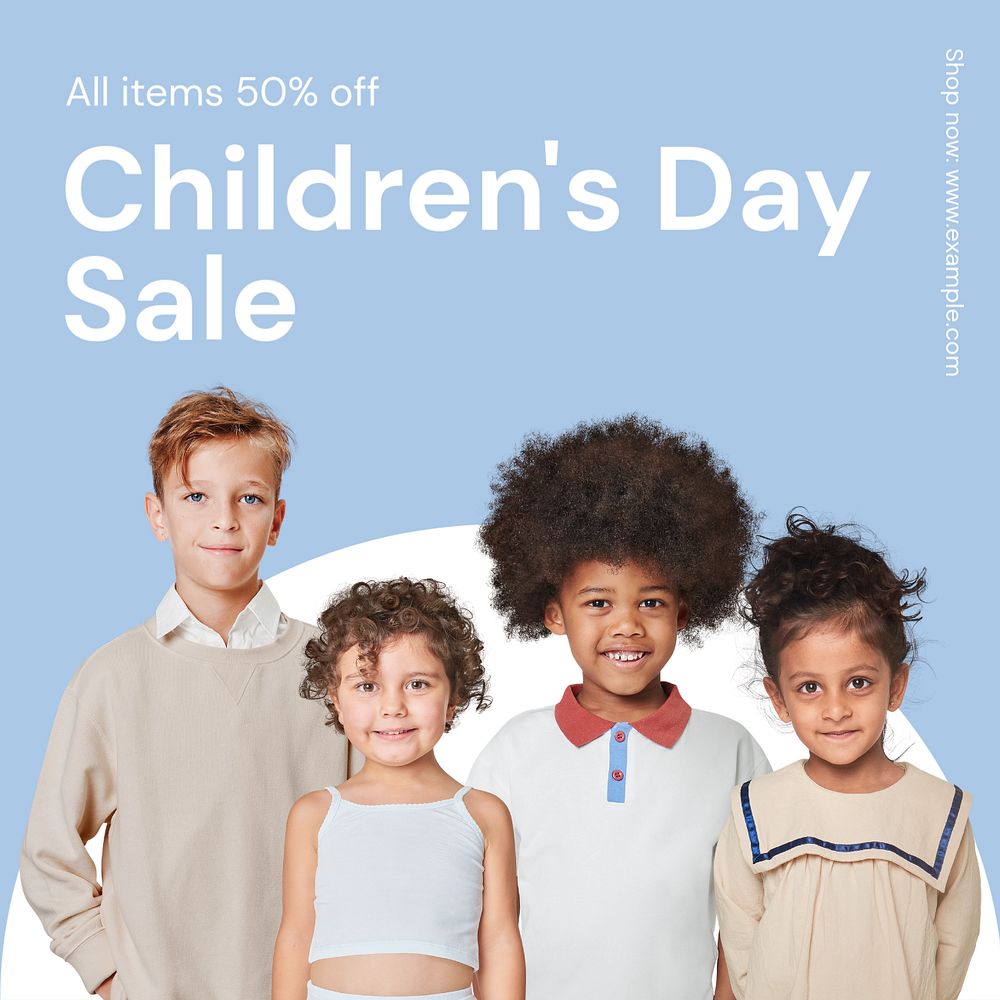 Children's day sale Instagram post template, editable text