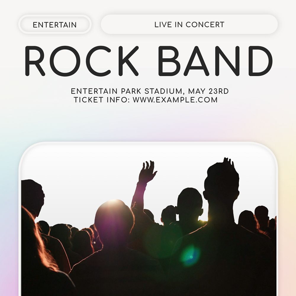 Live concert Instagram post template, editable text