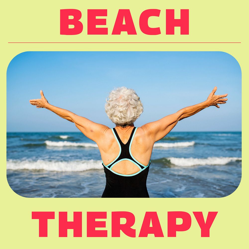 Beach therapy Instagram post template, editable text