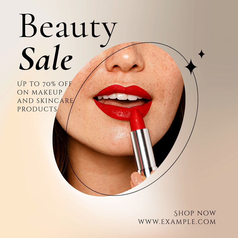 Beauty sale Instagram post template, editable text