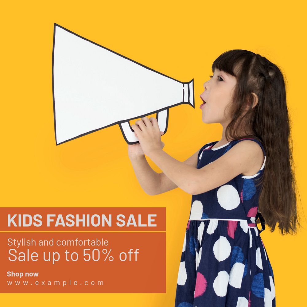 Kids fashion sale Instagram post template, editable text