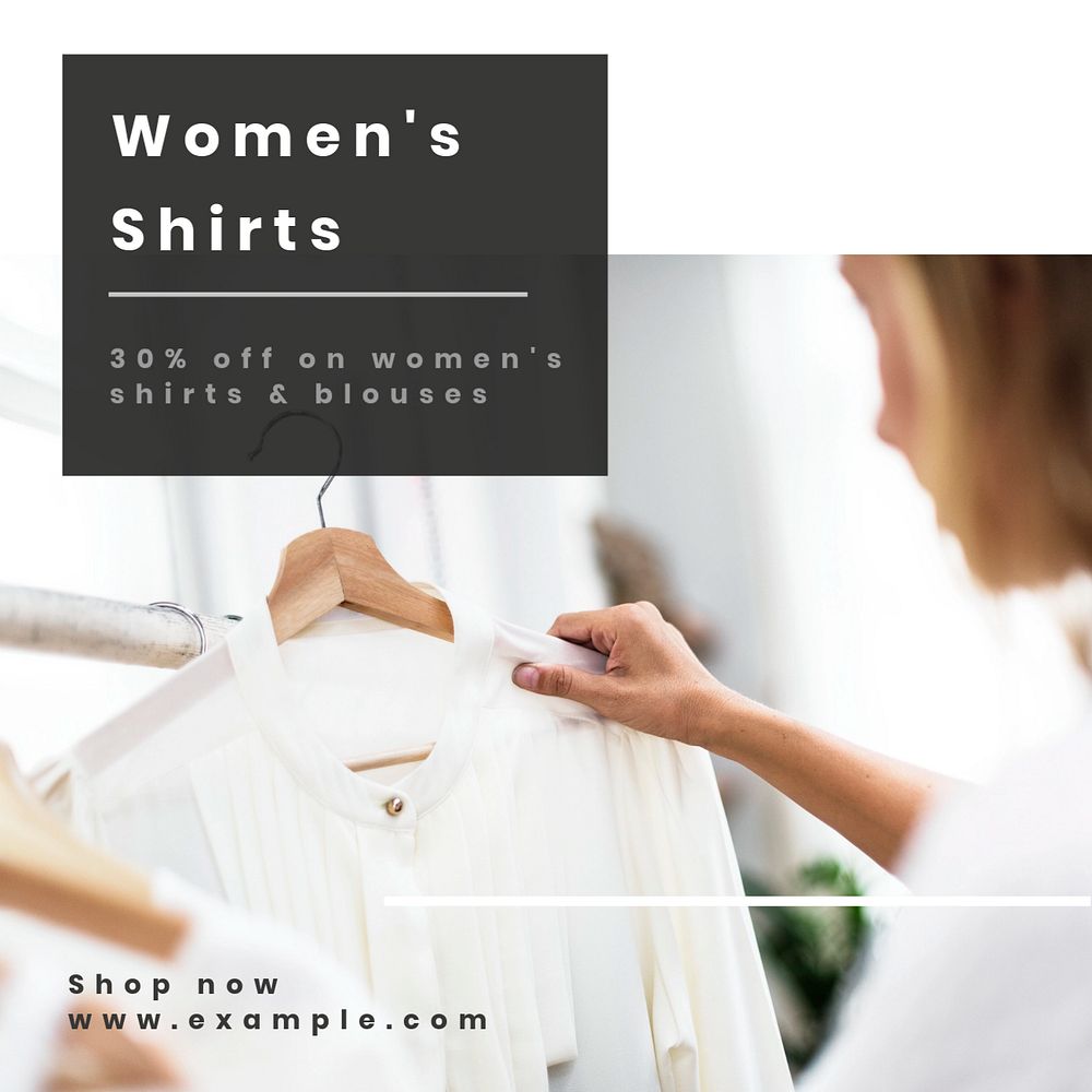 Women's shirts Instagram post template, editable text