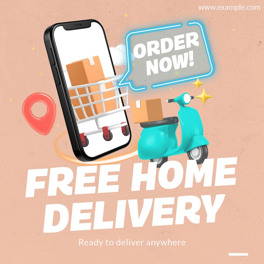 Free delivery Instagram post template, editable text