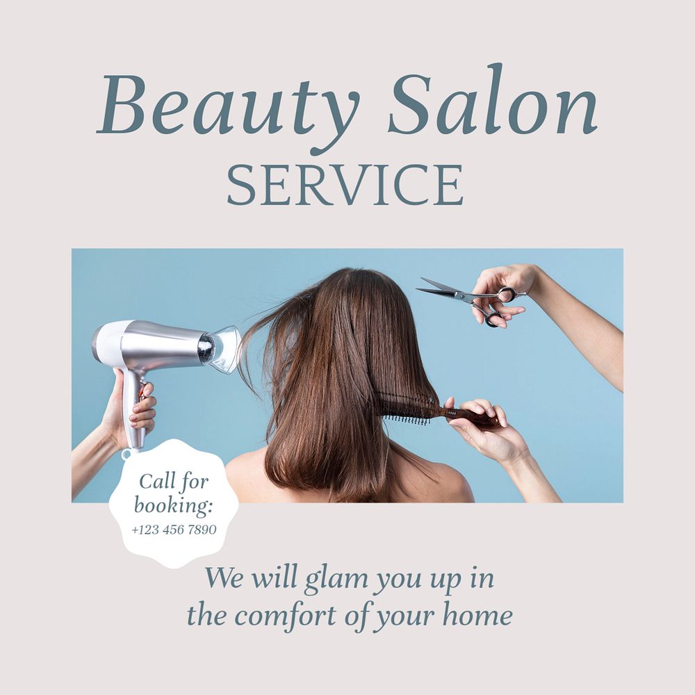 Beauty salon service Instagram post template, editable text