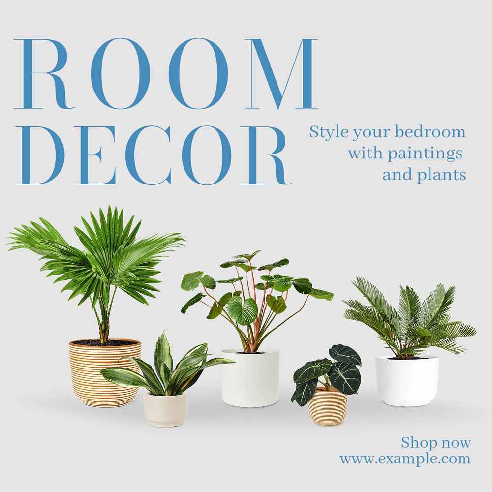 Room decoration Instagram post template, editable text