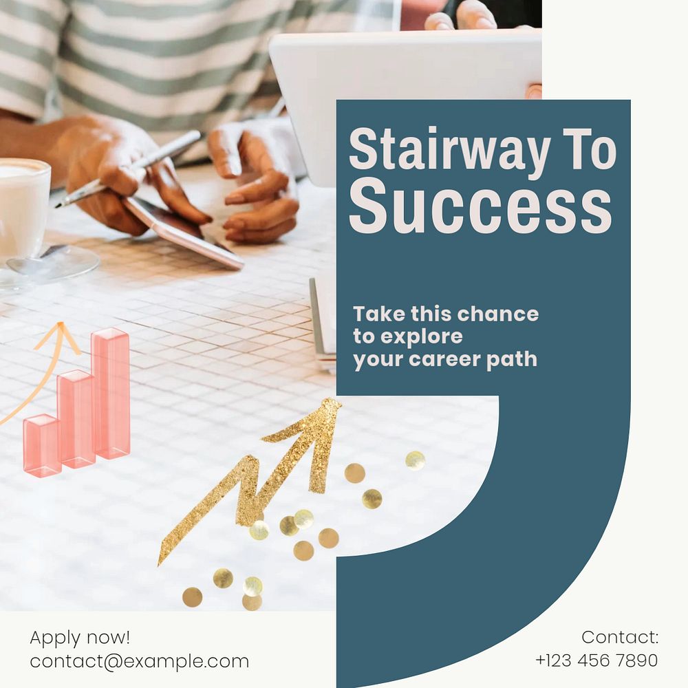 Stairway to success Instagram post template, editable text